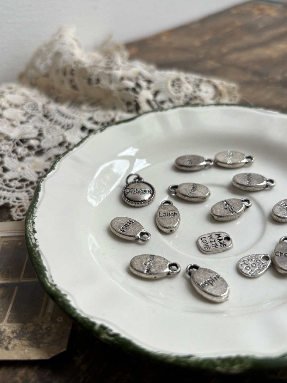 Silver Inspirational Charm Set for Women DIY craft lot